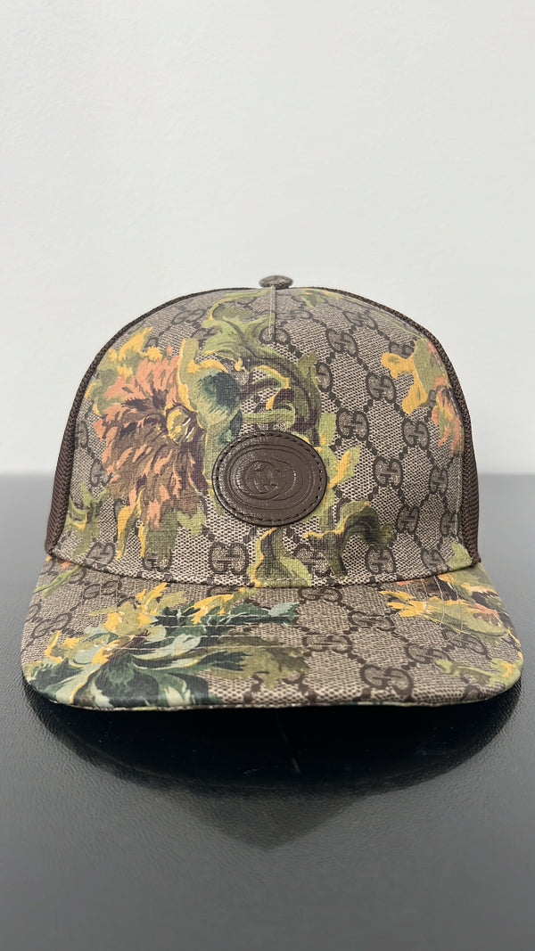 Floral gg Monogram Cap Brown