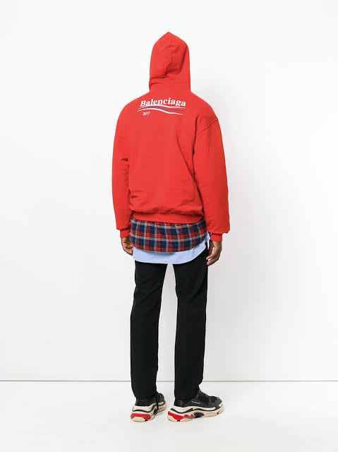 Balenciaga CAMPAIGN LOGO HOODIE SWEATSHIRT, RED