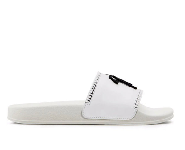 GIUSEPPE ZANOTTI Brett Zip-detail Leather Slides In Weiss